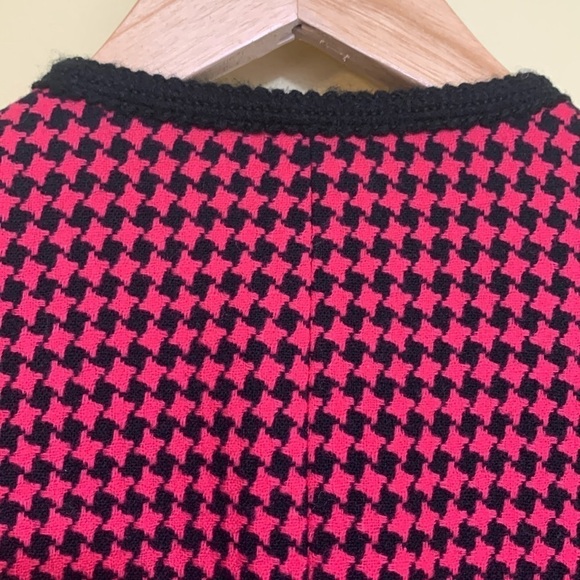 Pendleton Vintage Raspberry Red Black Houndstooth Wool Button Blazer Jacket 10 - Picture 16 of 17